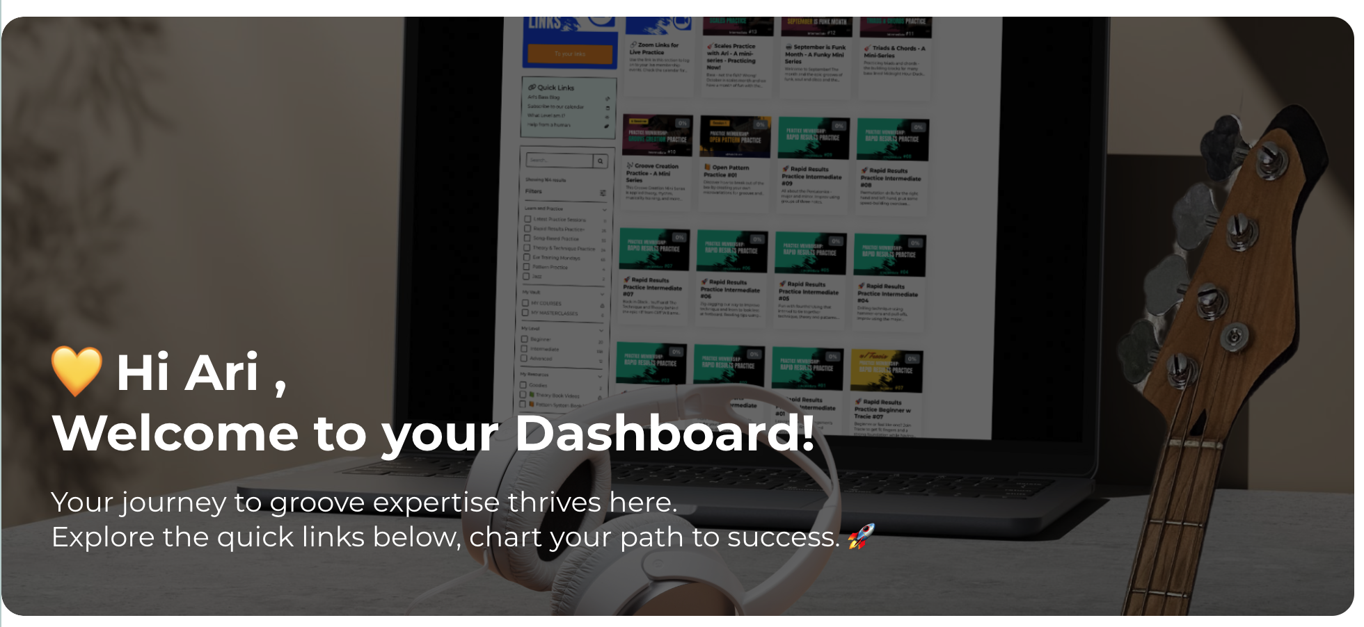 The welcome section at the top of Ari's dashboard